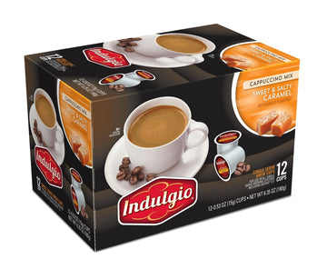 Indulgio Sweet and Salty Cappuccino for Keurig K-Cup Brewers, 12 Count (Pack of 6), Compatible with 2.0 Keurig Brewers
