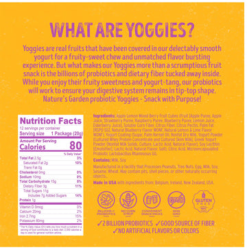 Nature's Garden Probiotic Lemon Berry Yoggies, 12 x 0.7oz (Pack of 4) - Yogurt Covered Fruit Bites, Healthy Snack