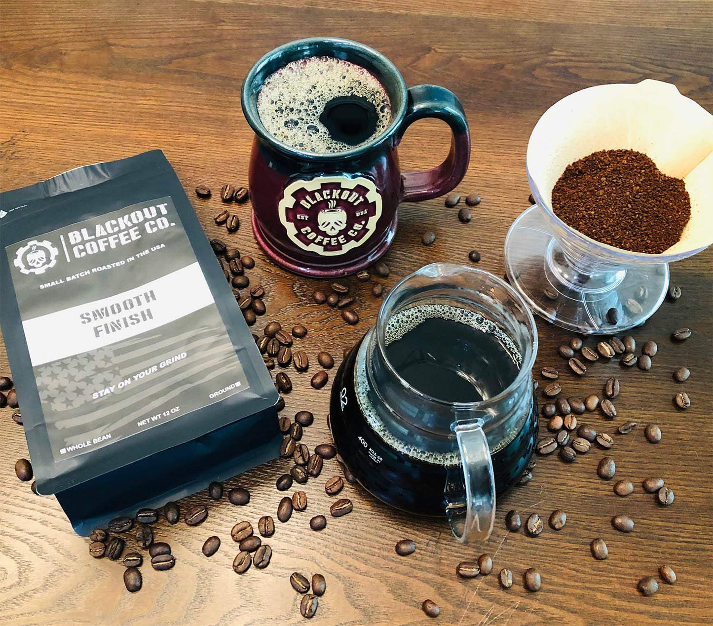 Blackout Coffee Co. Smooth Finish Ground Coffee – Light Roast, 12oz Bag