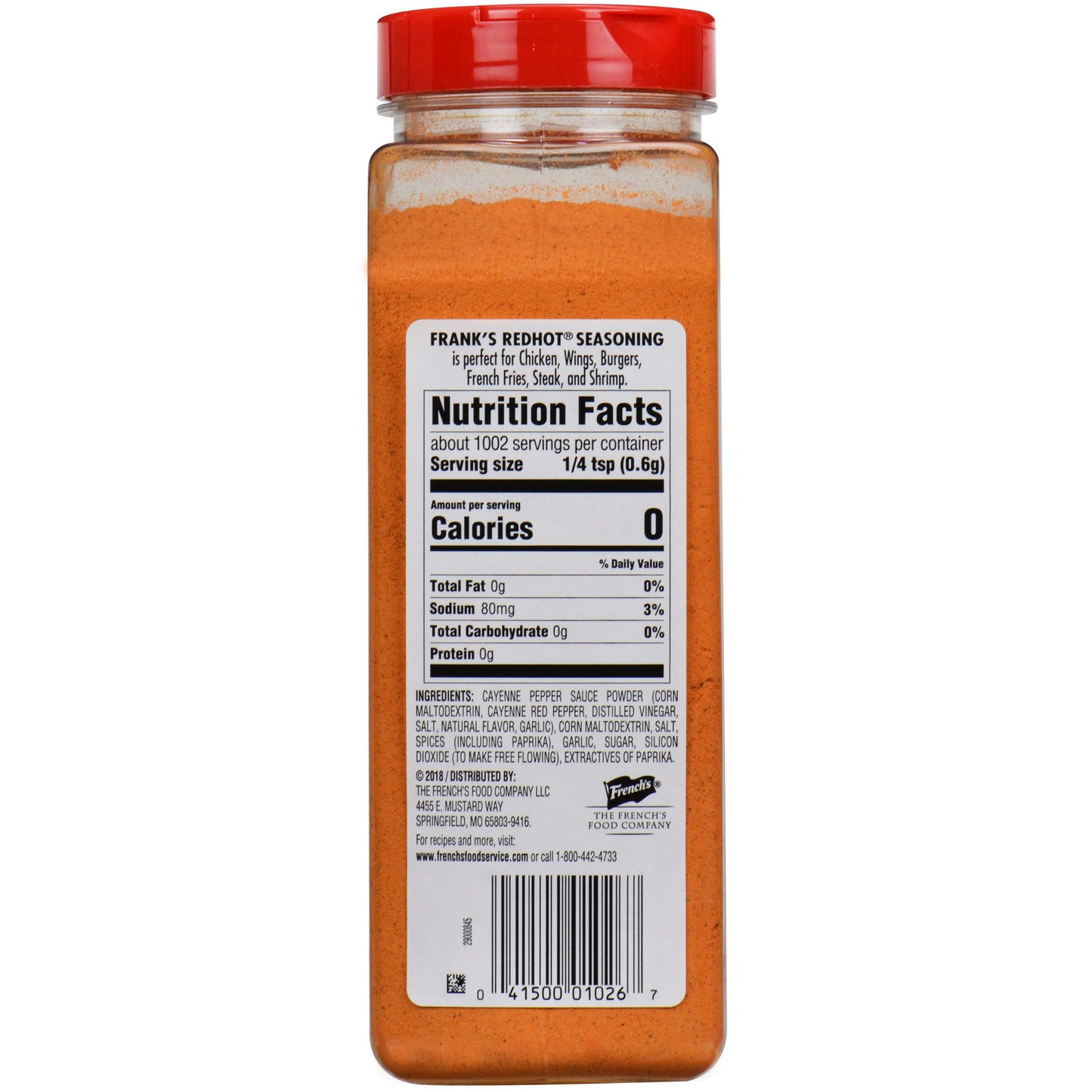 Frank'S Redhot Original Seasoning, 21.2 Oz (Pack Of 6) - Six 21.2 Ounce Containers Of Hot Sauce Seasoning Blend Of Savory Garlic