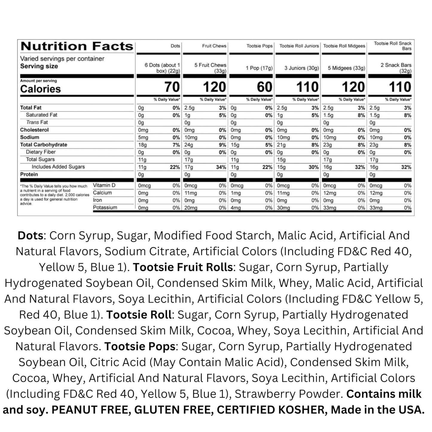 Assortit Holiday Bulk Candy Party Mix 48 Oz Tootsie Rolls, Starburst, Dots, Tootsie Pops Individually Wrapped