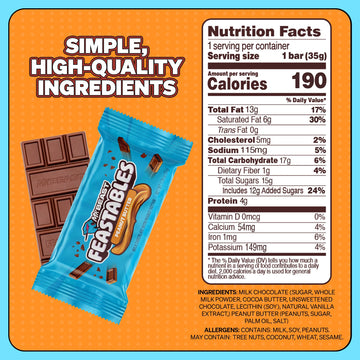 Feastables Peanut Butter Milk Chocolate Chocolate Bar, 1.24 Oz (35G), 24 Count