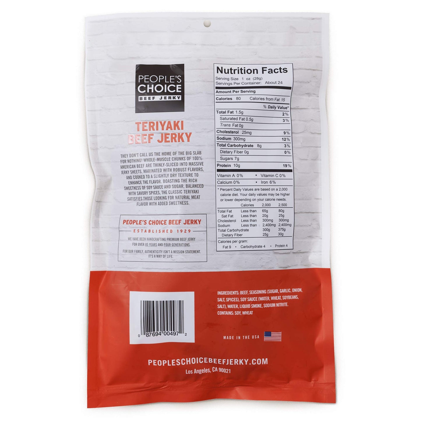 Peoples Choice Beef Jerky Classic Teriyaki Whole Muscle Cuts 3 oz Bulk Low Sodium High Protein Snack