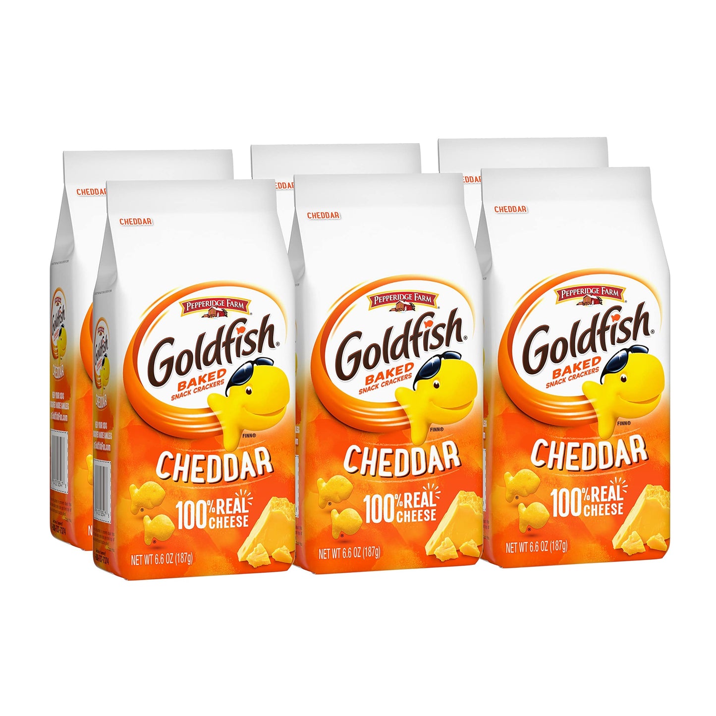 Goldfish Cheddar Crackers, Snack Crackers, 6.6 Oz. Bag, 6 Ct Box
