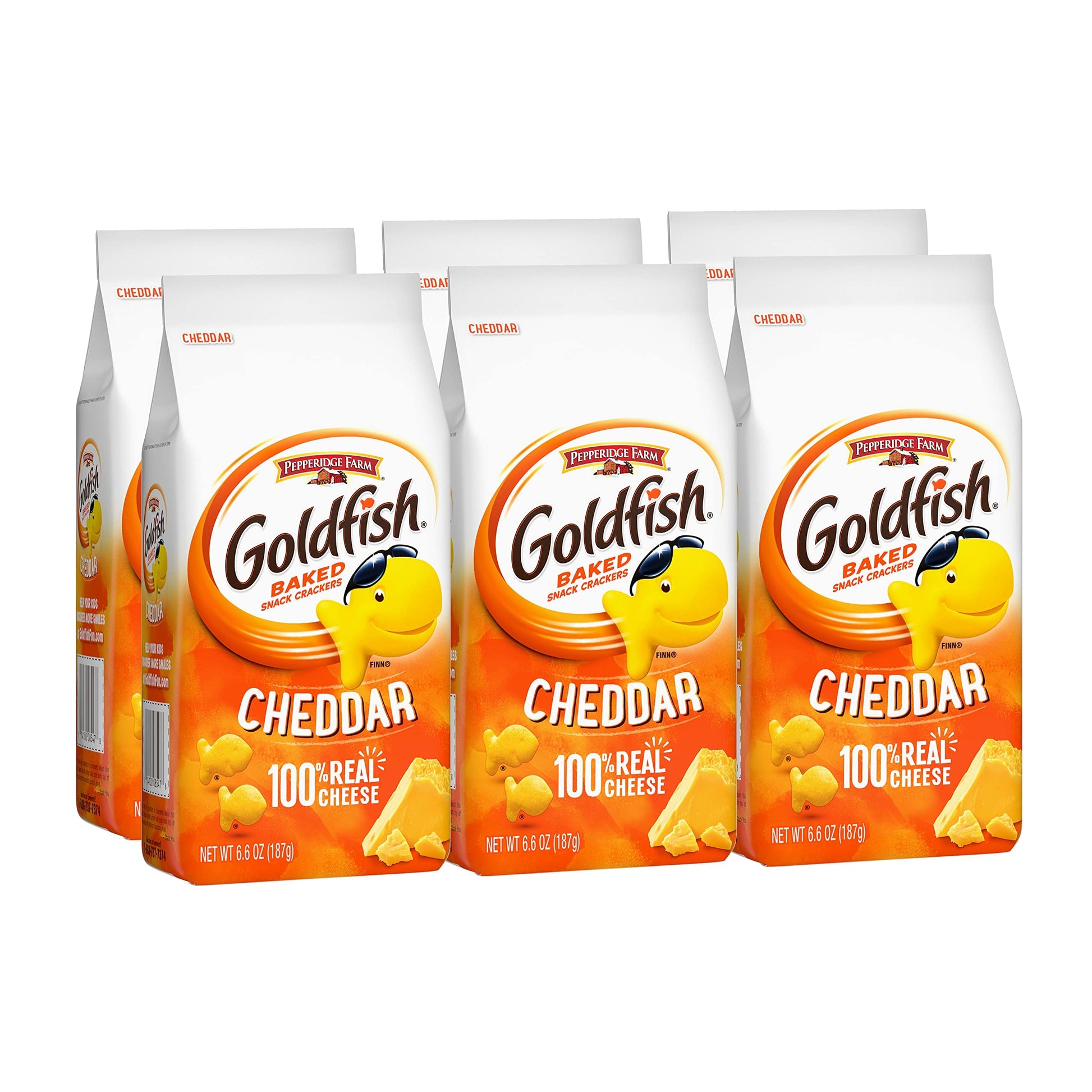 Goldfish Cheddar Crackers, Snack Crackers, 6.6 Oz. Bag, 6 Ct Box