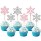 ZHUOWEISM 24 PCS Snowflake Cupcake Toppers Paper Winter Wonderland Decorations Silver Pink