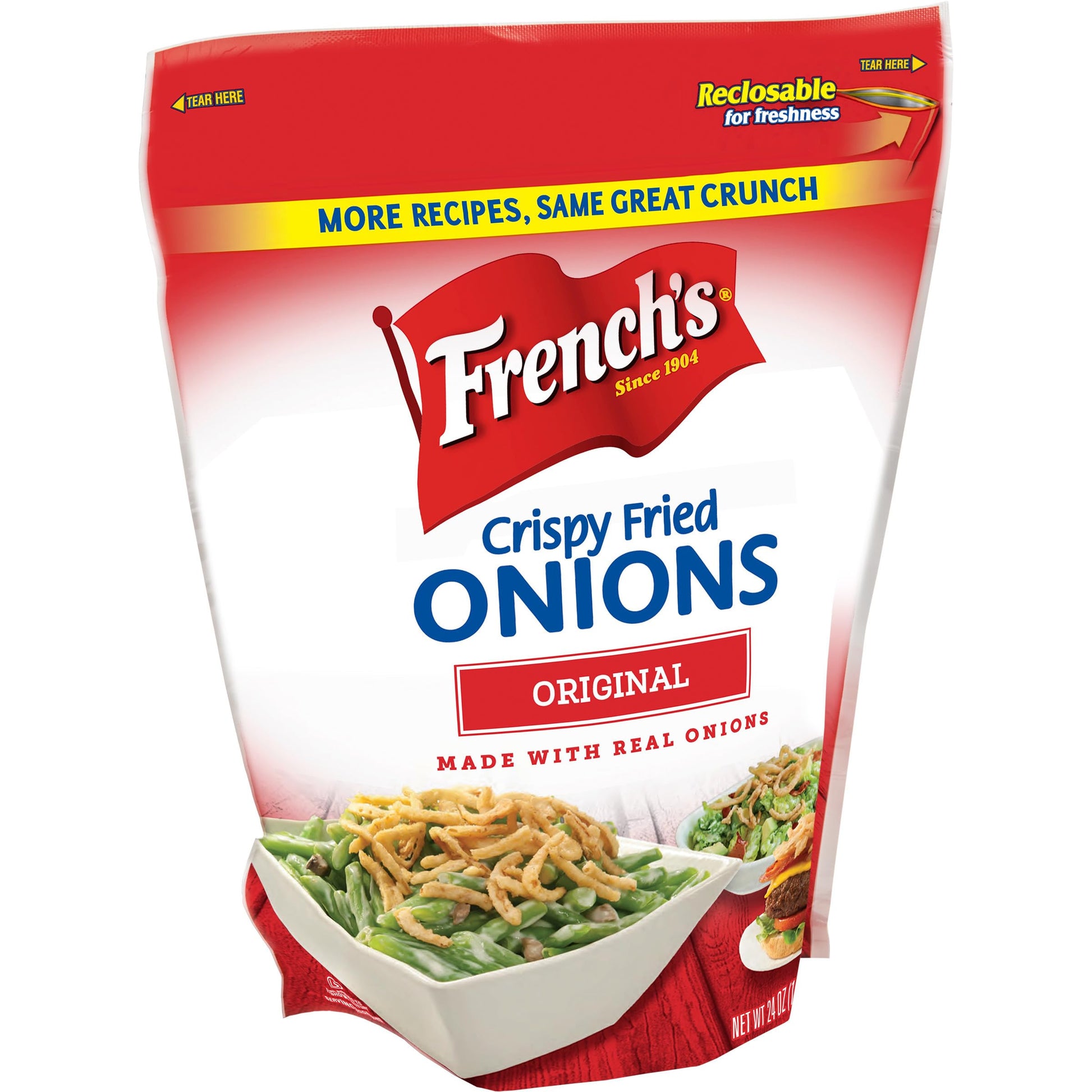 French's Original Crispy Fried Onions, 24 oz - One 24 Ounce Bag of Crunchy Fried Onions to Sprinkle on Salads, Potatoes, Chicken