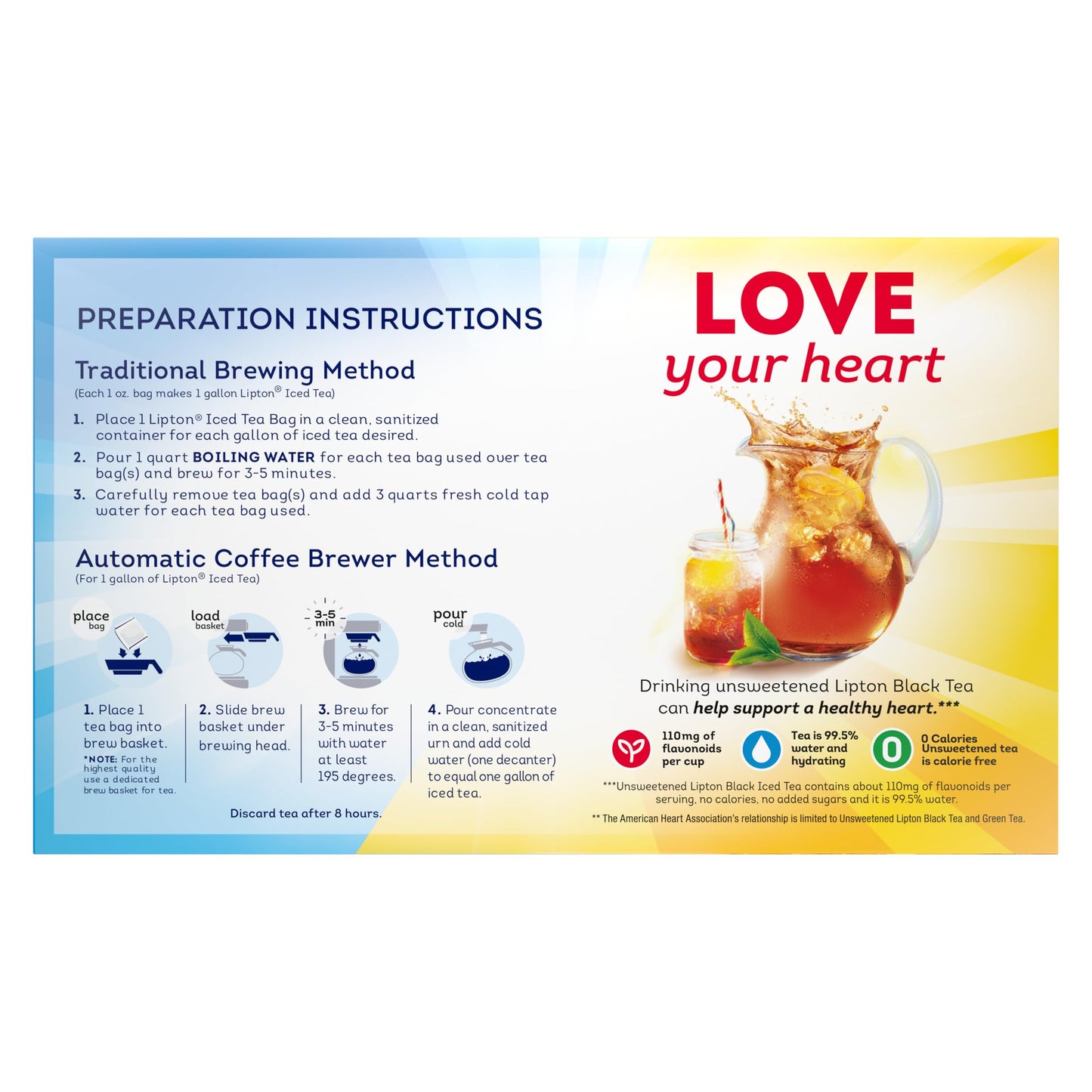Lipton Unsweetend Iced Tea Bags, Gallon-Sized, 24 Total Tea Bags