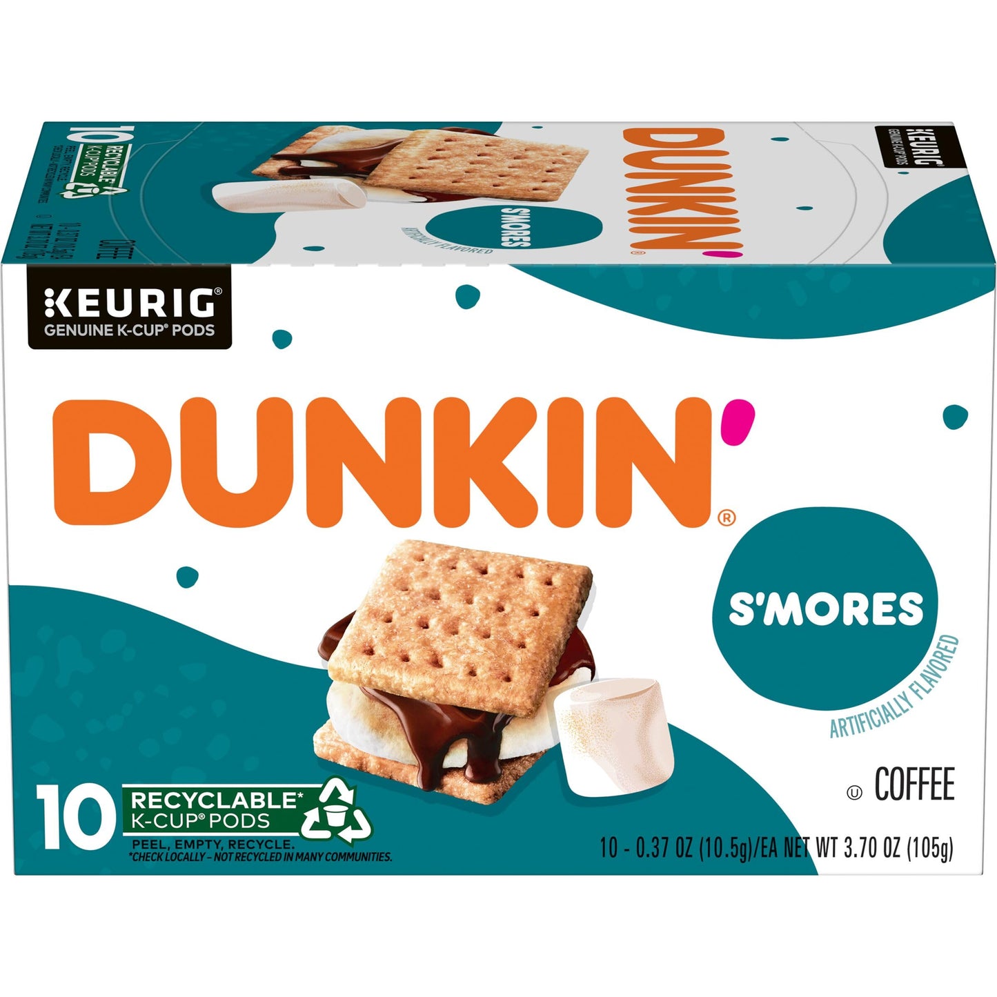 Dunkin Smores Flavored Coffee, 10 Keurig K-Cup Pods