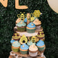 Rssta i Bumble Bee Cupcake Toppers - 30 Pack Gold Glitter Honeycomb Picks for Baby Shower & Birthday Party - Design 1