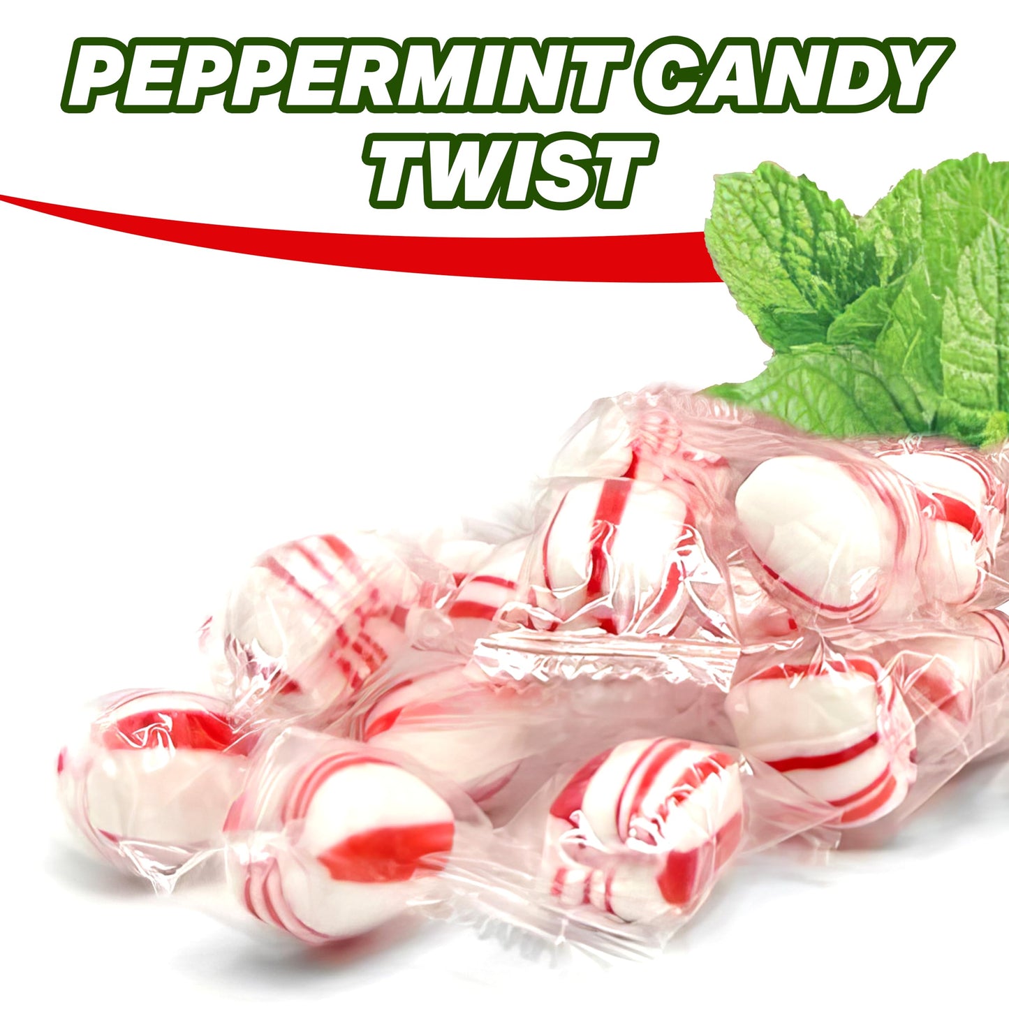 Peppermint Candy Twists Hard Candy Balls, Individually Wrapped Bulk Candy - 5 Pounds, Approx 375 Pieces - Ideal for Christmas Ca