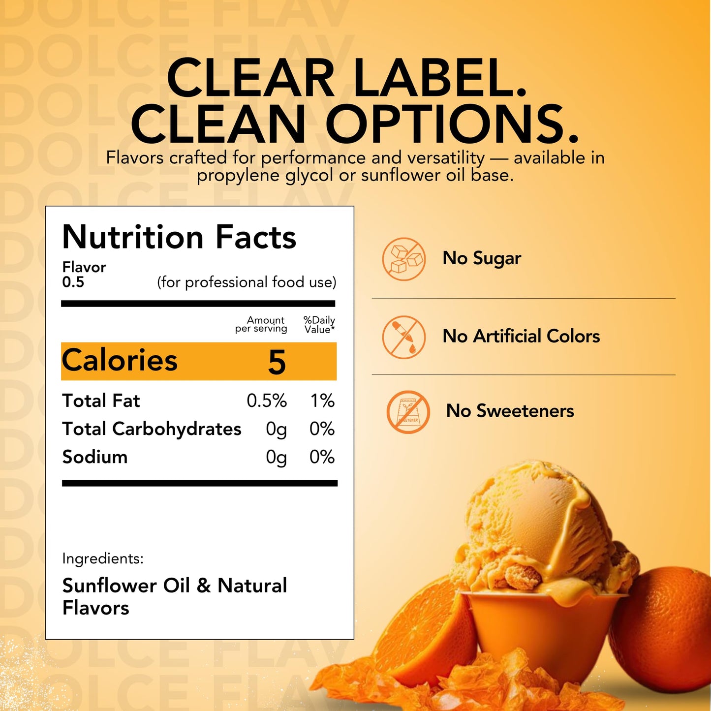 Dolce Flav Natural Orange Extract - Concentrated Orange Flavor for Candy, Chocolates & Desserts - 8 Oz. Oil-Soluble, Sugar-Free