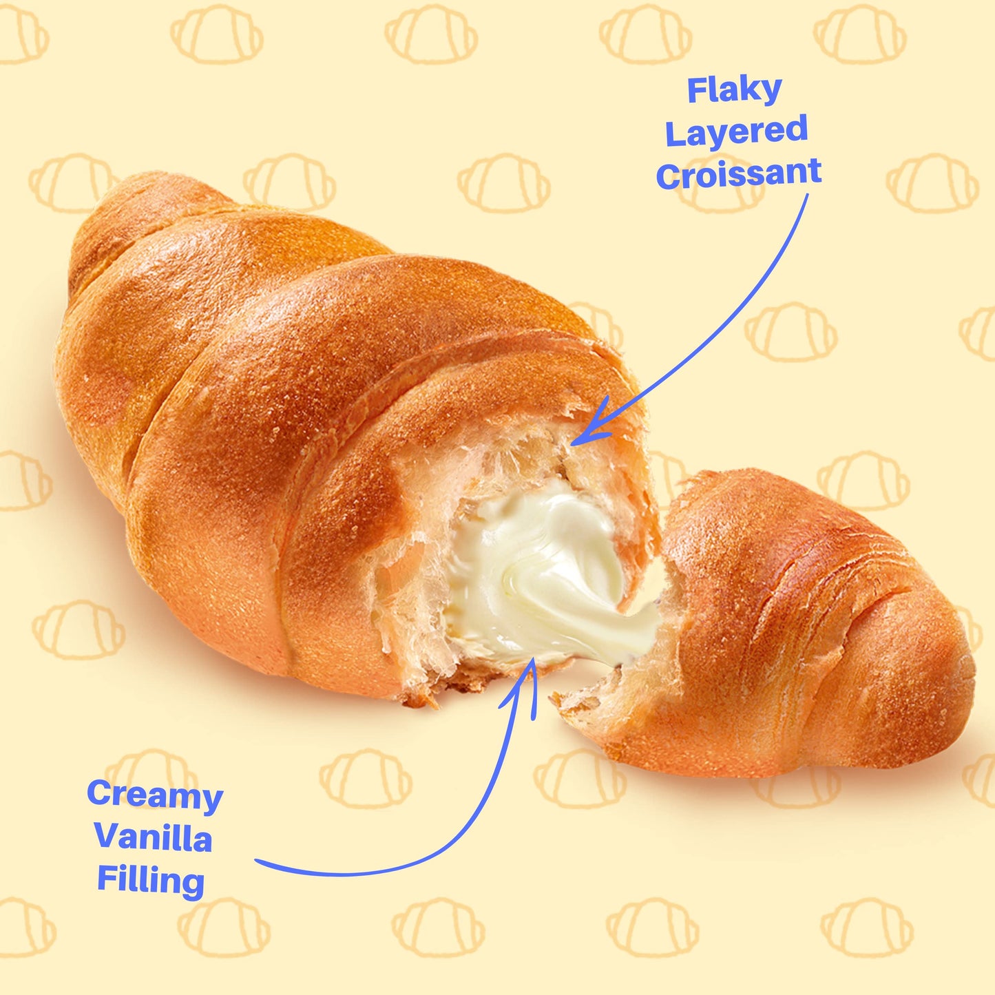 7Days Soft Croissant, Vanilla Filling, Perfect Breakfast Pastry or Snack, Non-GMO (Pack of 24)