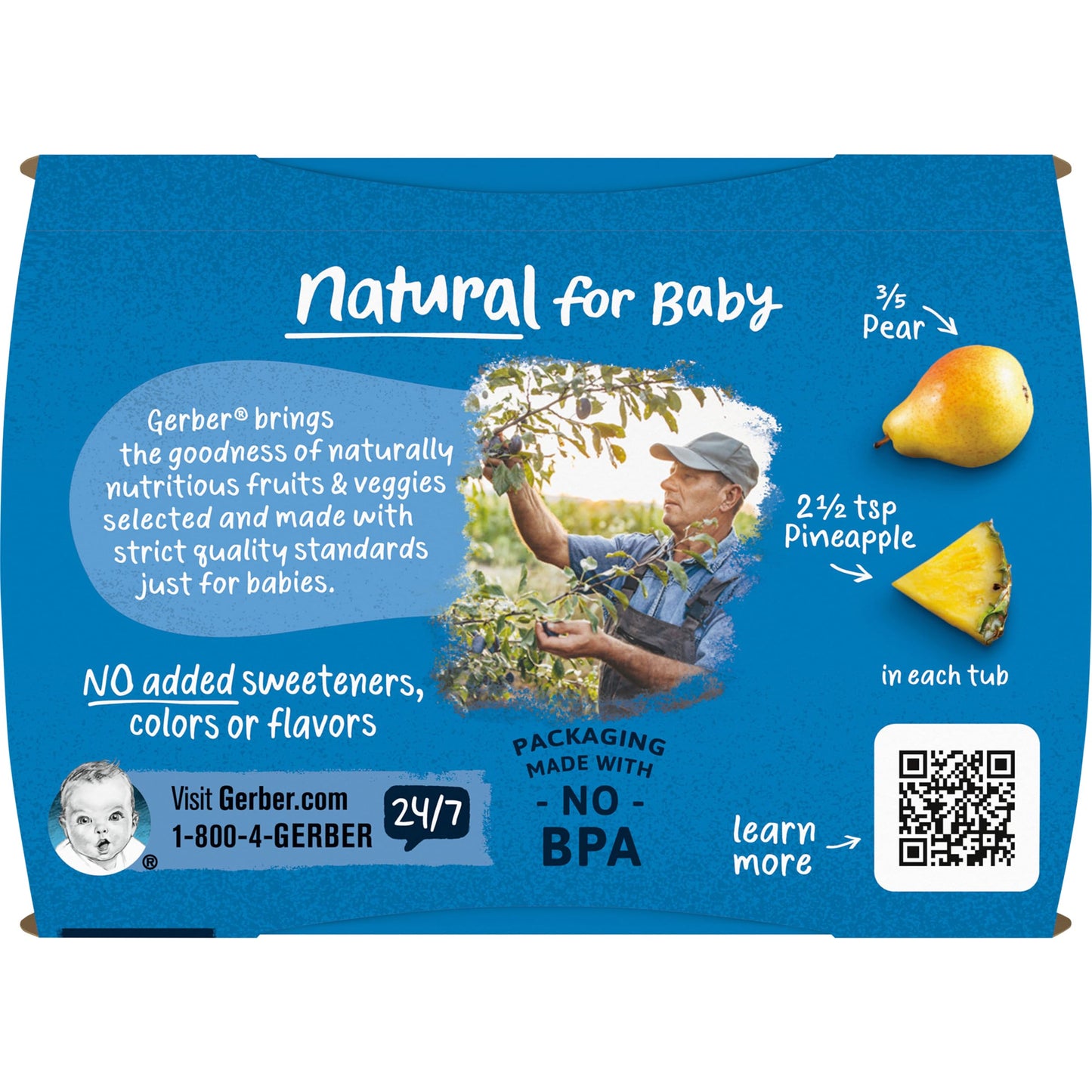 Gerber 2Nd Foods Pear Pineapple, 4 Oz Tubs, 2 Count (Pack Of 8)