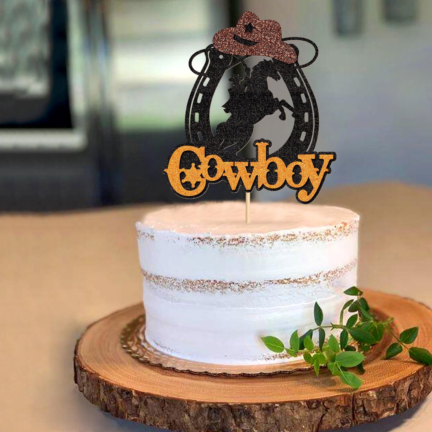 Keaziu 1 Pack Cowboy Cupcake Toppers Riding Horseshoe Cowboy Hats Western Theme Happy Birthday Baby Shower Party Cake Decoration