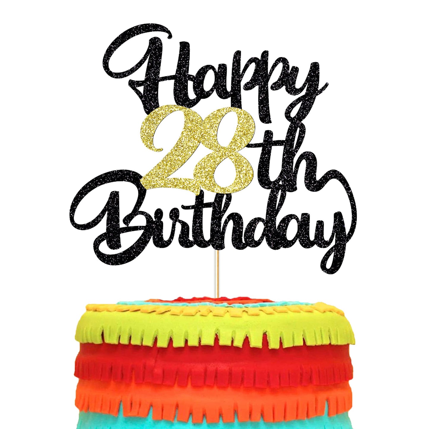 Klionjor 28Th Birthday Cake Topper - Happy Birthday Decoration For 28Th Birthday Party - Gift Plugin