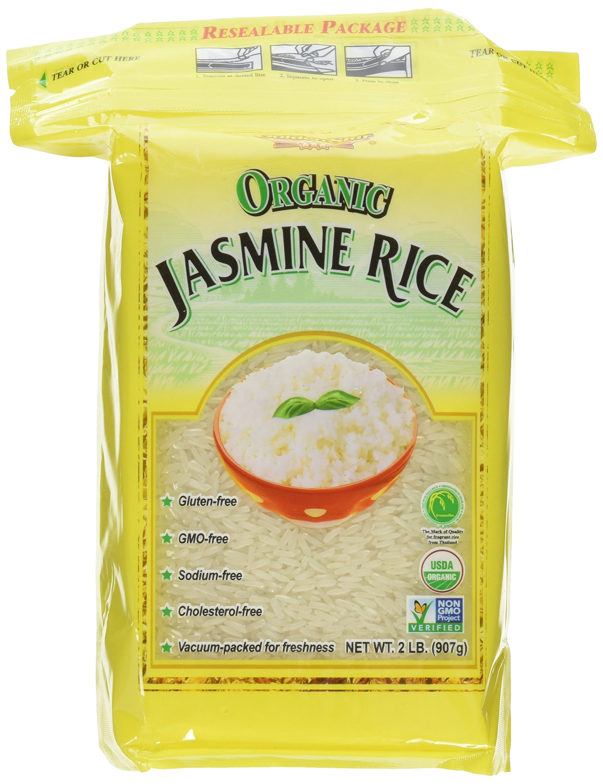 Golden Star Jasmine Rice 2 lb (Pack of 2) 100% organic, gluten free, GMO free
