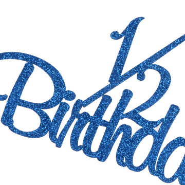 1/2 Birthday Cake Topper, Half Way To One, Baby Boys Girls Half Cake Deco, Happy 6 Month Birthday Party Supplies, Blue Glitter
