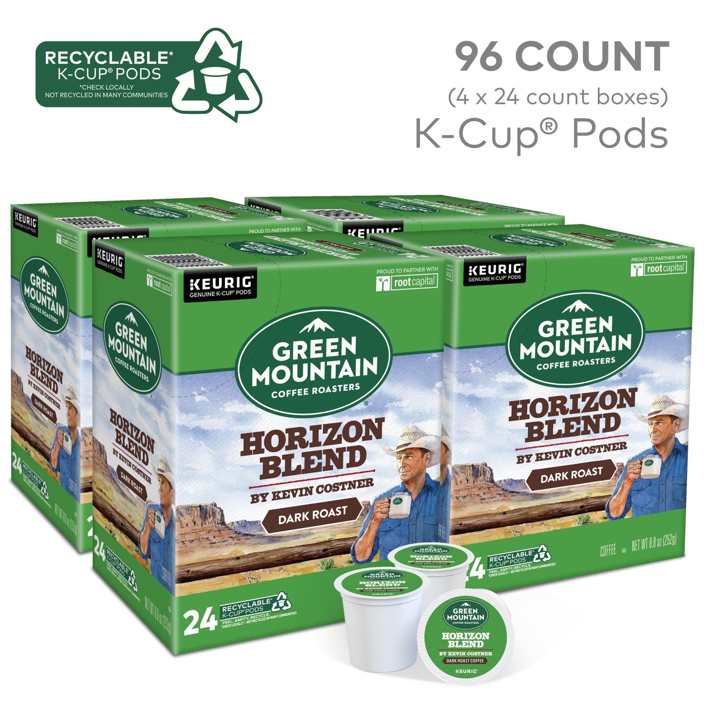 Green Mountain Coffee Roasters Horizon Blend Coffee, Single Serve Keurig K-Cup Pod, 96 Count