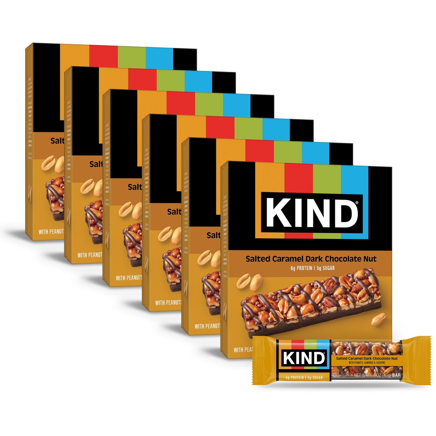KIND Nut Bars  Salted Caramel Dark Chocolate Nut  Healthy Snacks  Gluten Free  Low Sugar  6g Protein  36 Count