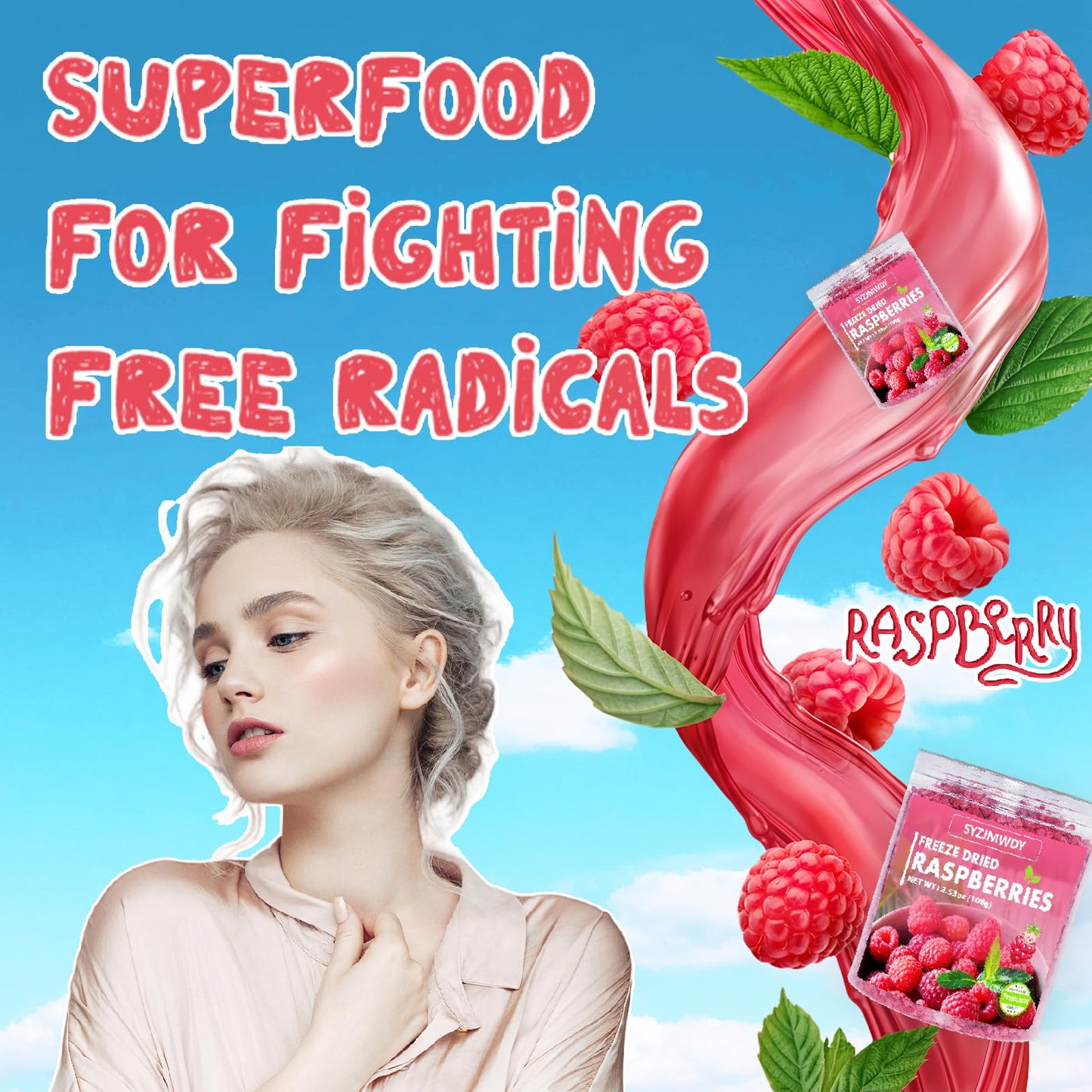 Freeze Dried Raspberry Pieces, 3.53 oz Crunchy Raspberries Crumbles, No Sugar Added Gluten-Free Raspberries Baking Chips, Dried