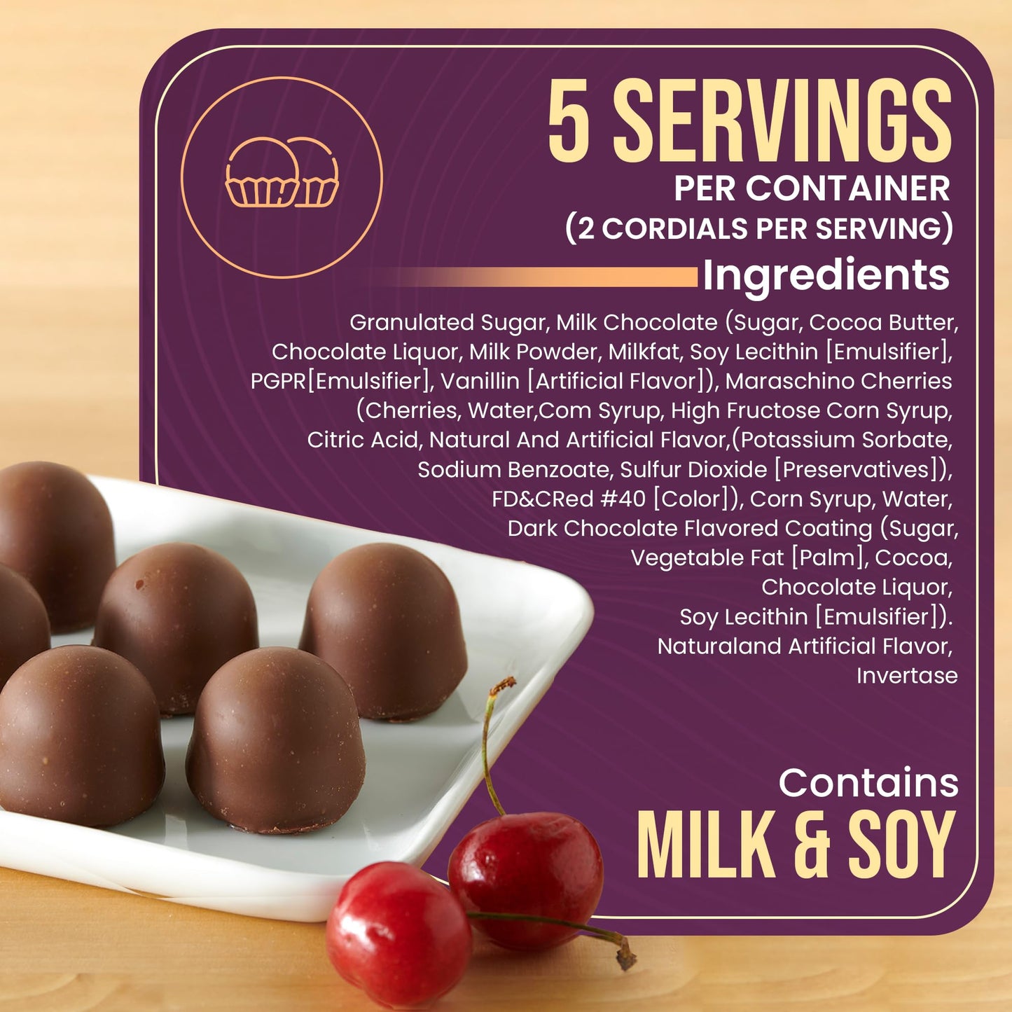 Queen Anne Chocolate Covered Cordial Cherries Variety Pack | 6.6 oz (Pack of 5) | 10 Piece Boxes | Whole Maraschino Cherry Creamy Filled Liquid Center | Holiday Party Chocolate Candy