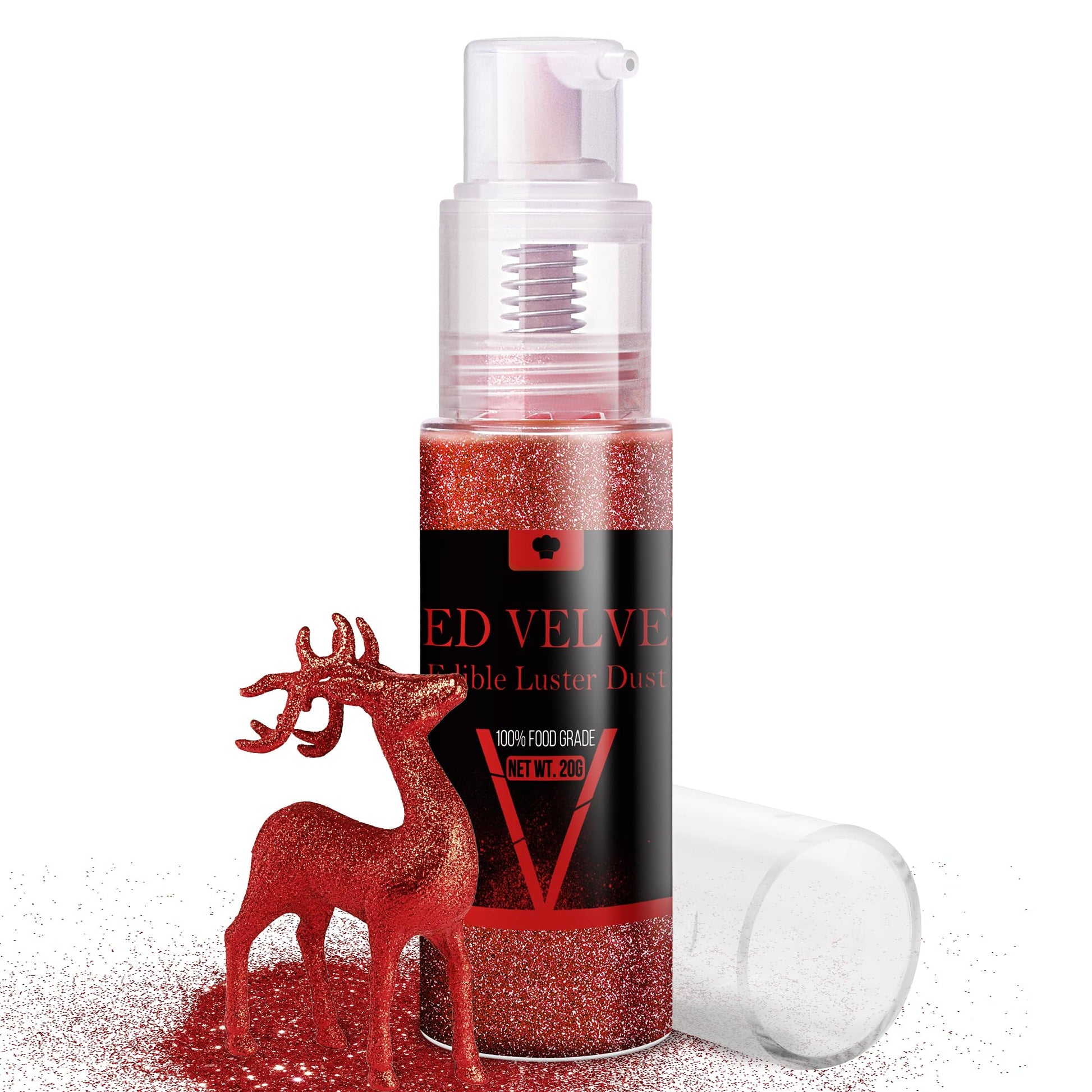 Vividye Edible Glitter Spray - 20g Luster Dust for Cakes, Cocktails, and Beverages - Red Velvet