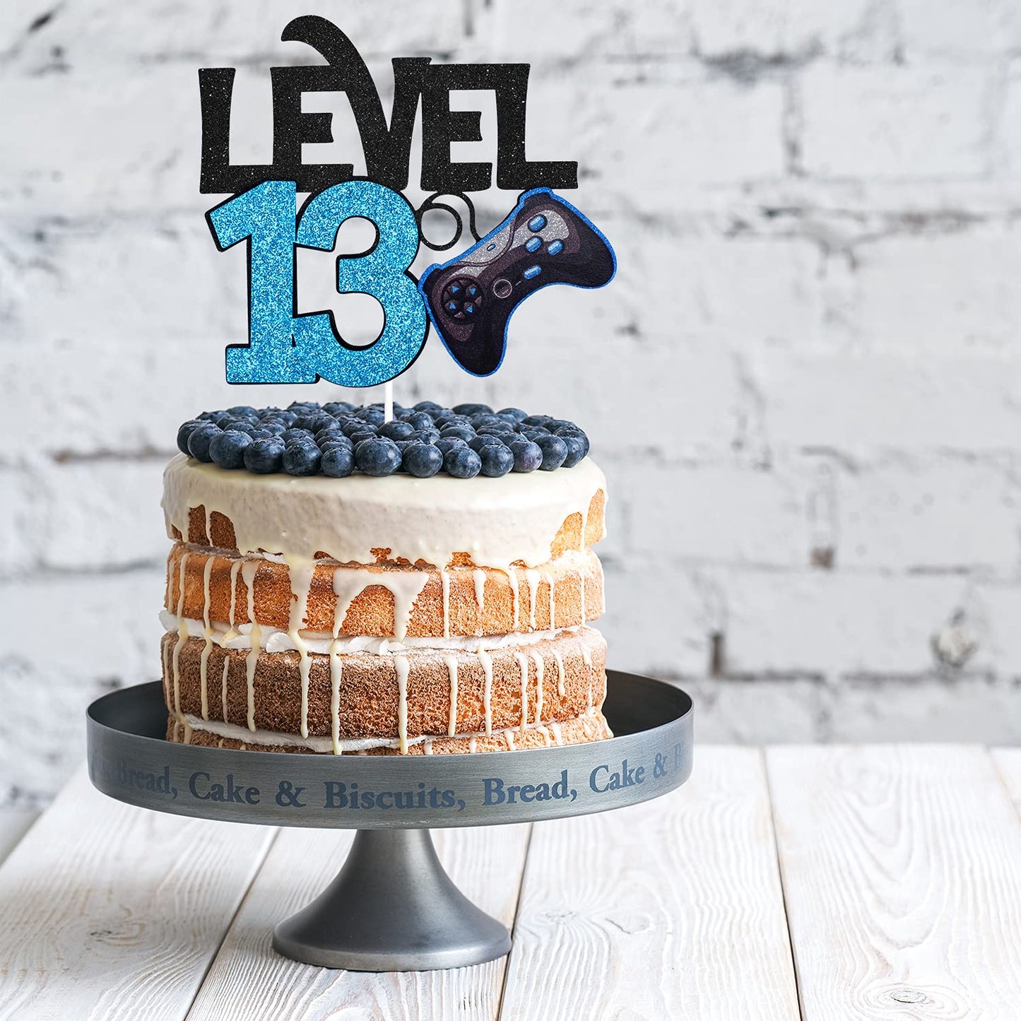 Level 13 Game Birthday Cake Topper - Video Game Boys 13Th Birthday Level Up Party Blue Cake Supplies - Game On Winner Gaming Party Decoration