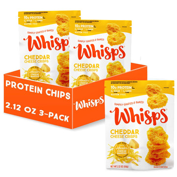 Whisps Cheese Crisps Cheddar Cheese - Protein Snacks, Gluten Free, Low Carb - 2.12 Oz, 3 Pack