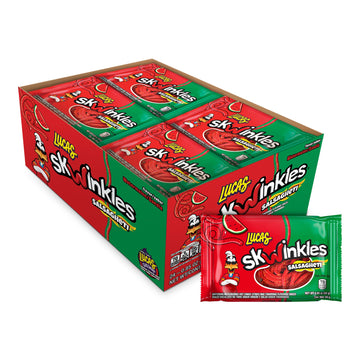 Lucas Salsagheti Watermelon Flavored Hot Candy Strips and Tamarind Sauce, 0.84 oz - 12 Pieces Pack for Treats, Snack, Parties, P