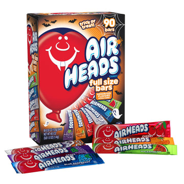 Airheads Candy Bars, Halloween Variety Box, Chewy Full Size Fruit Taffy, Trick Or Treat Mega Box, 90 Individually Wrapped Full S