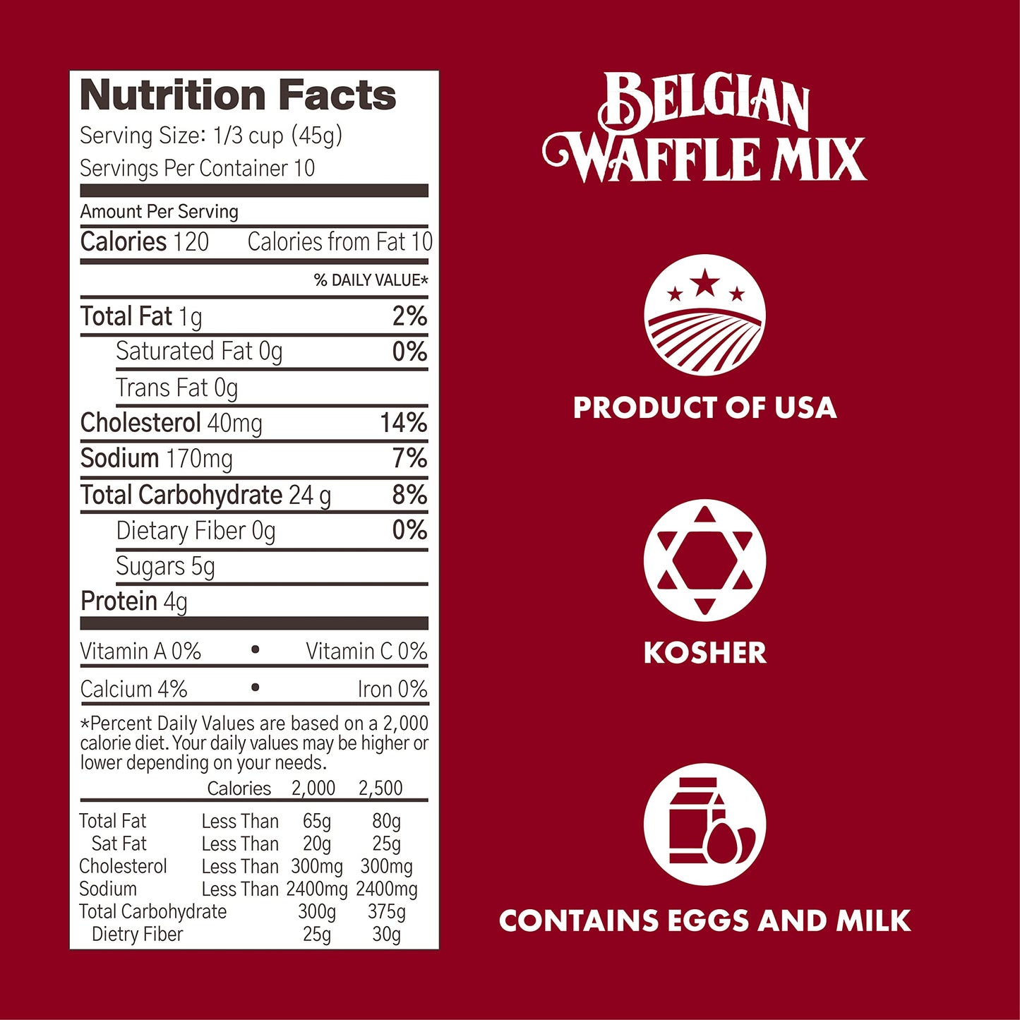 Classique Fare Belgian Waffle Mix - Makes Waffles, Pancakes, Muffins & Crepes - 1 Pound (Pack of 6) - Model 093718