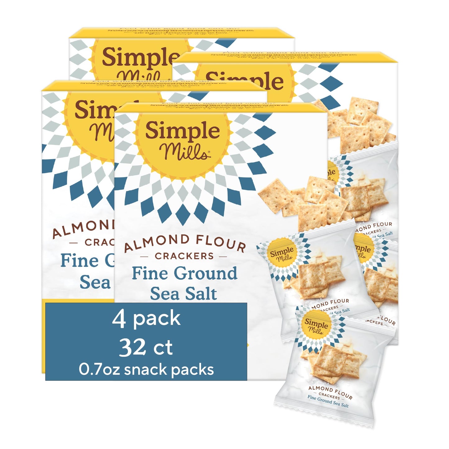 Simple Mills Almond Flour Crackers Snack Packs, Fine Ground Sea Salt, Healthy Snacks for Kids, Cheese Crackers, Gluten Free, 8 C