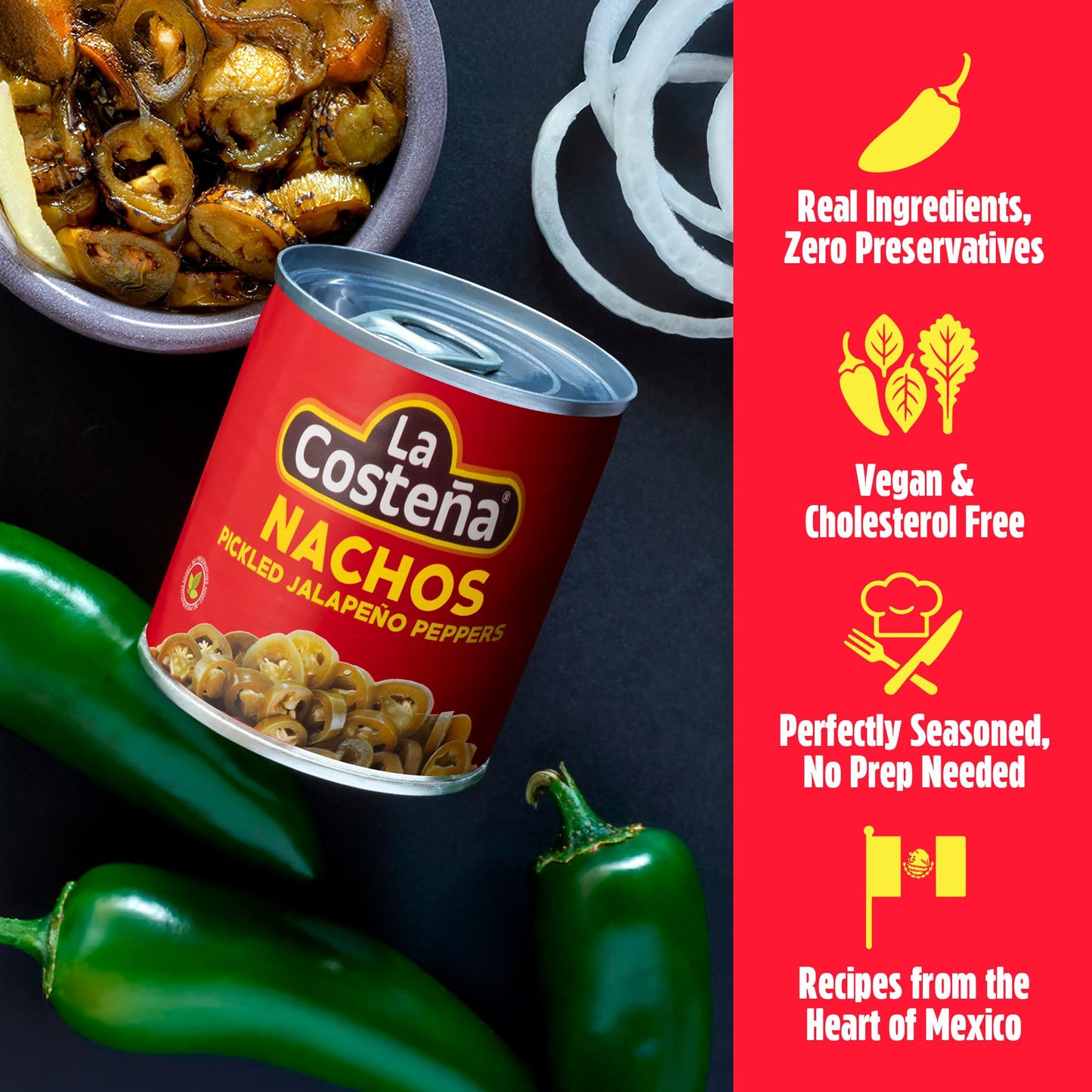 La Costeña Nacho Sliced Jalapeño Peppers, 12 oz (Pack of 4), Model 40511