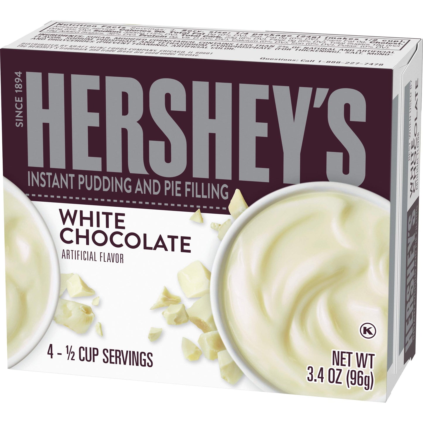 Hersheys Instant White Chocolate Pudding Mix (Pack of 4)