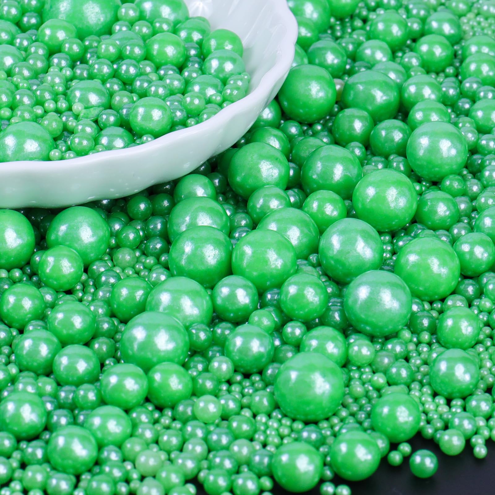 Green Sprinkles For Cake Decorating  Christmas Sprinkles  Pearl Sugar In Mix Sizes 130G/4.6Oz  Baking Cupcakes  Donuts  Macarons Baking Toppings  Wedding Celebration Birthday Party Supplies