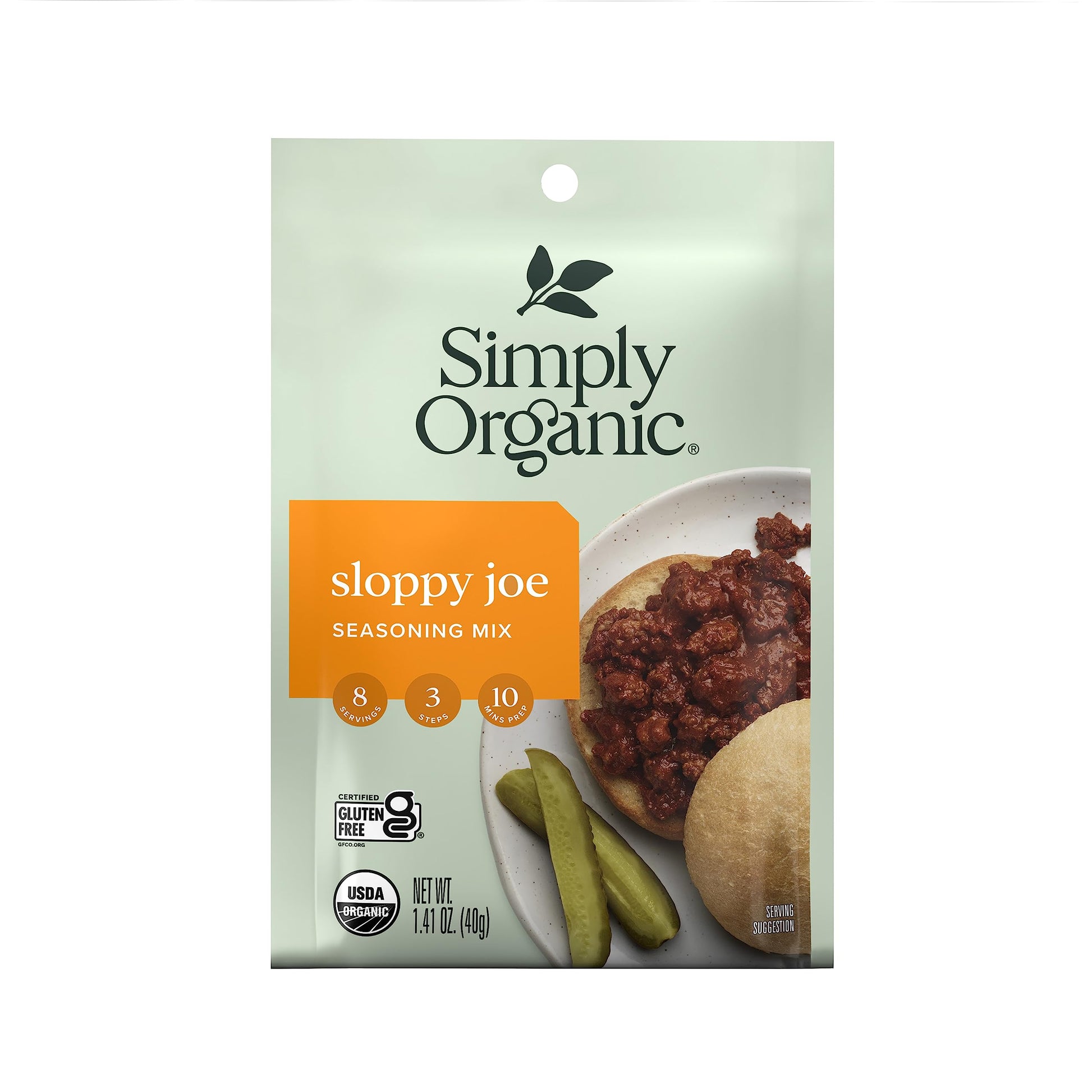Simply Organic Sloppy Joe Seasoning Mix, 1.41 Ounce Packet, Tangy & Robust, Kosher, No Artificial Ingredients (Pack of 12)