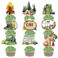 One Happy Camper Cake Topper - Joybileefun 36PCS One Happy Camper Birthday Decorations Cupcake Toppers Woodland Camping Themed P