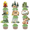 One Happy Camper Cake Topper - Joybileefun 36PCS One Happy Camper Birthday Decorations Cupcake Toppers Woodland Camping Themed P