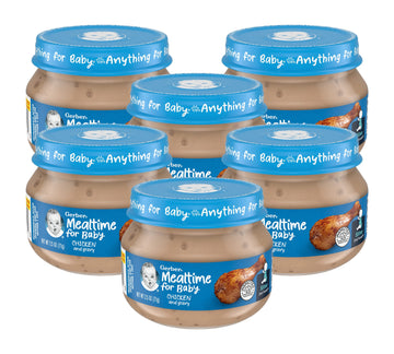 Gerber Mealtime For Baby 2Nd Foods Baby Food Jar, Chicken & Gravy, Non-Gmo Pureed Baby Food With Essential Nutrients, 2.5-Ounce 
