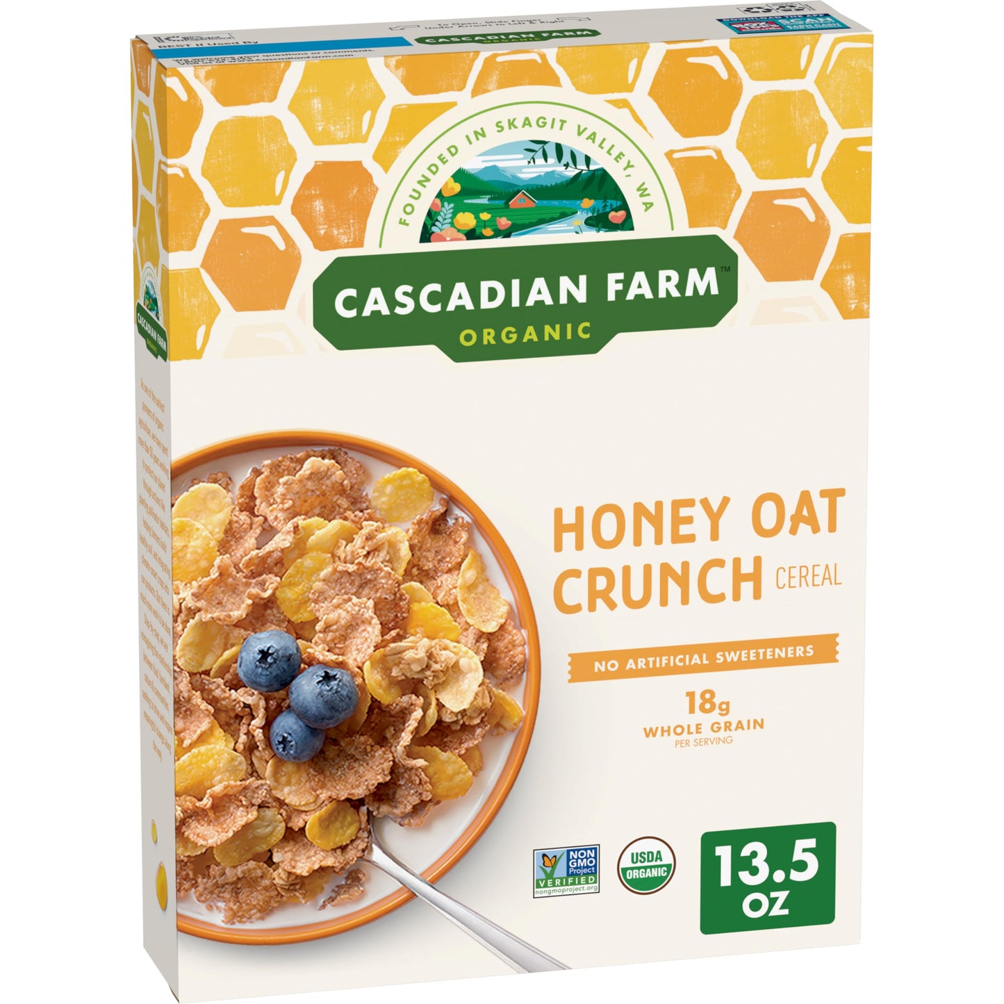 Cascadian Farm Organic Honey Crunch Oat Cereal, 13.5 oz, Pack of 1