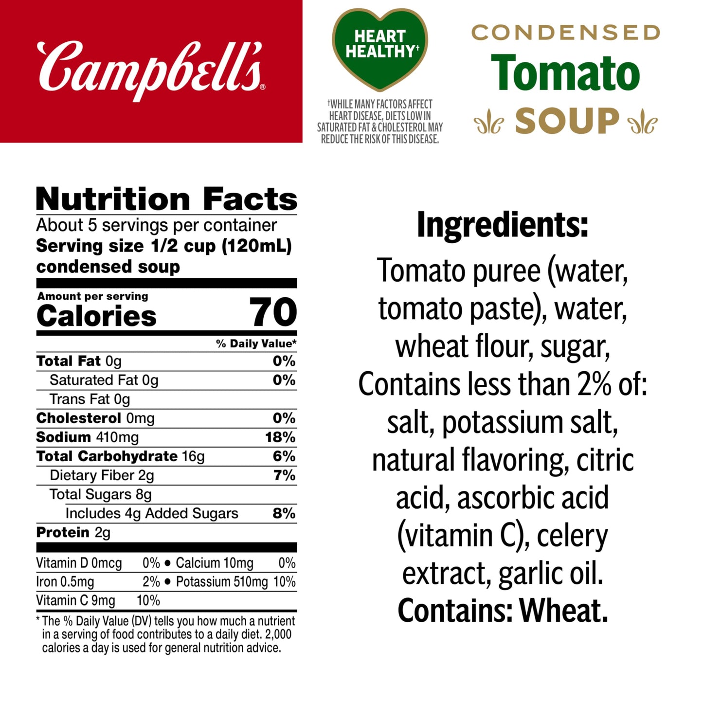 Campbells Condensed Heart Healthy Tomato Soup, 23.2 Oz Family Size Can