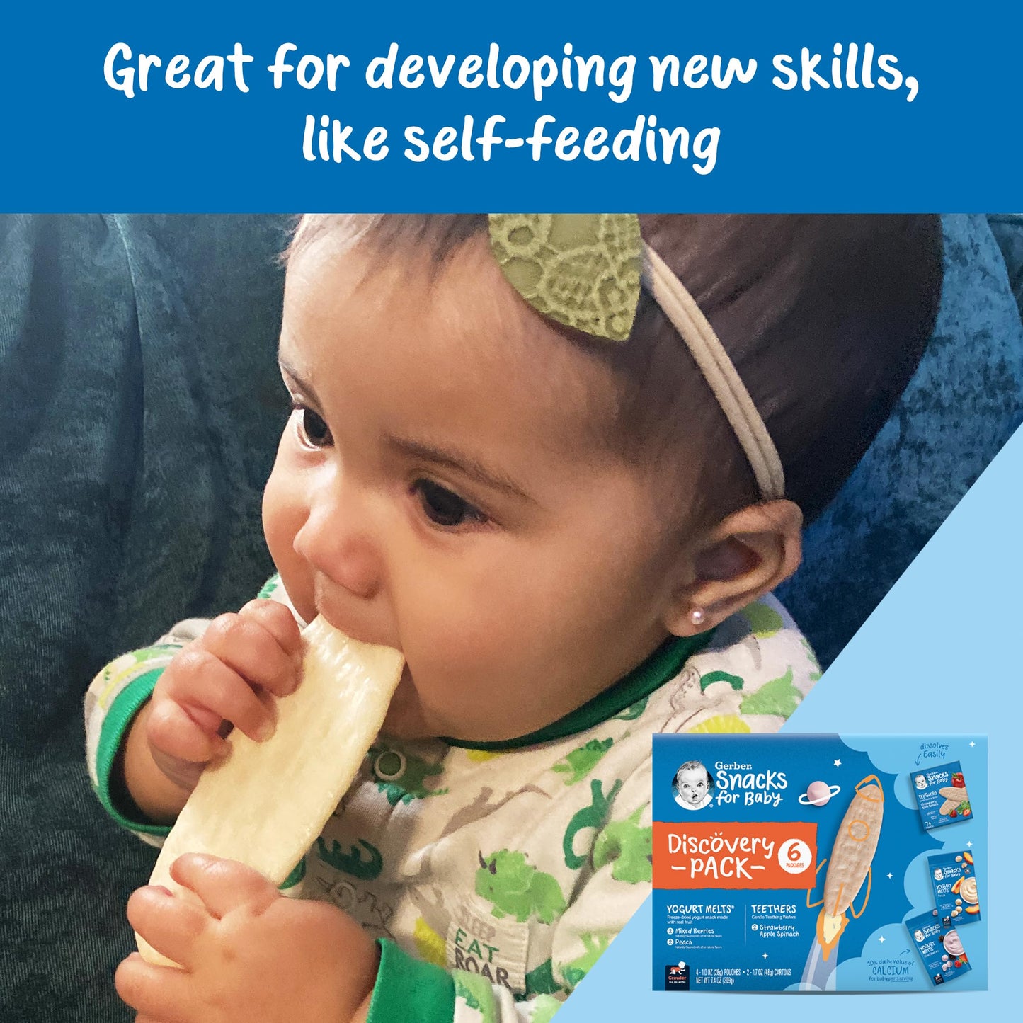 Gerber Stage 3 Baby Snacks Discovery Pack, Yogurt Melts, Teething Wafers, 6Pk
