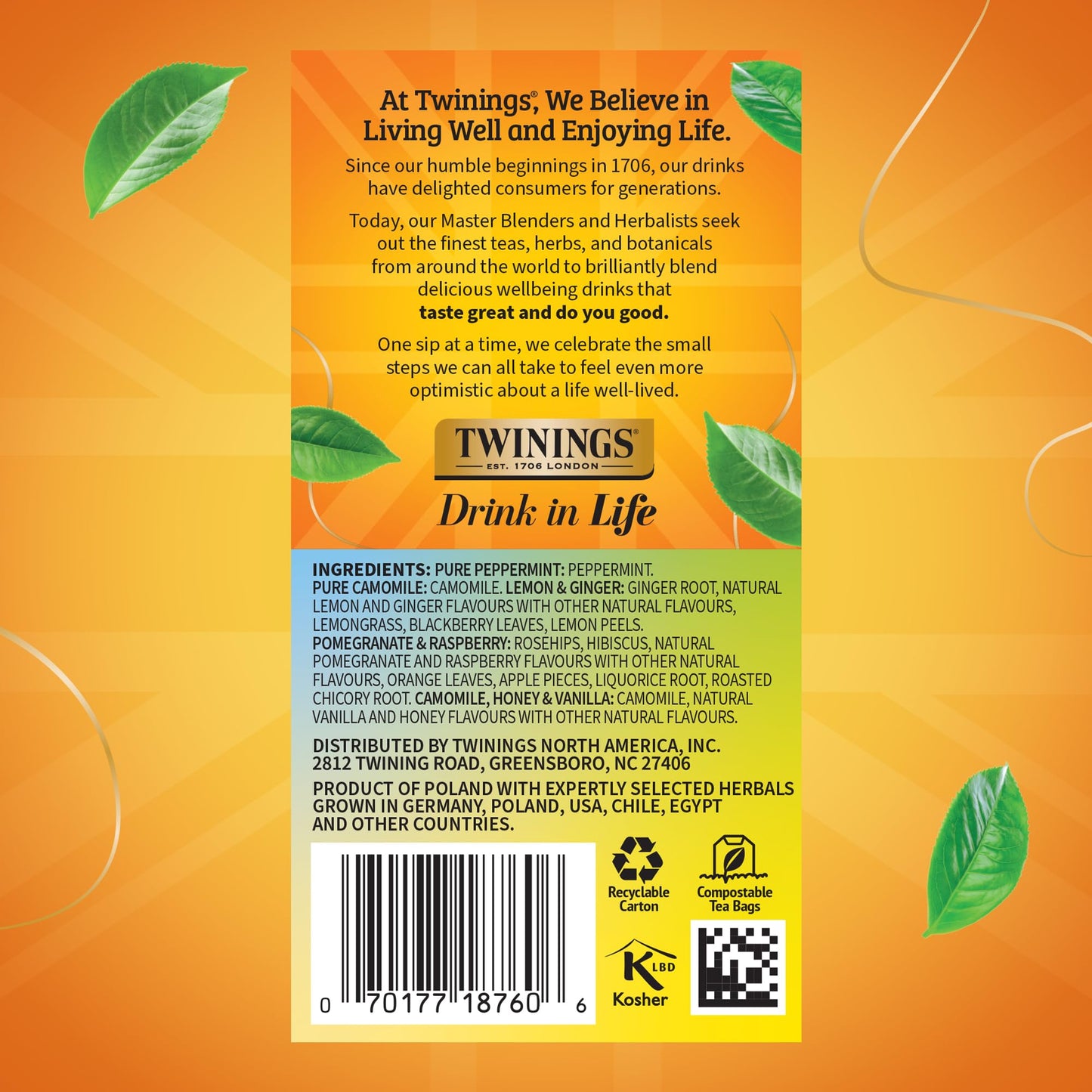 Twinings Herbal Tea Variety Pack, 20 Count (Pack of 6), Naturally Caffeine-Free, Includes 5 Flavours