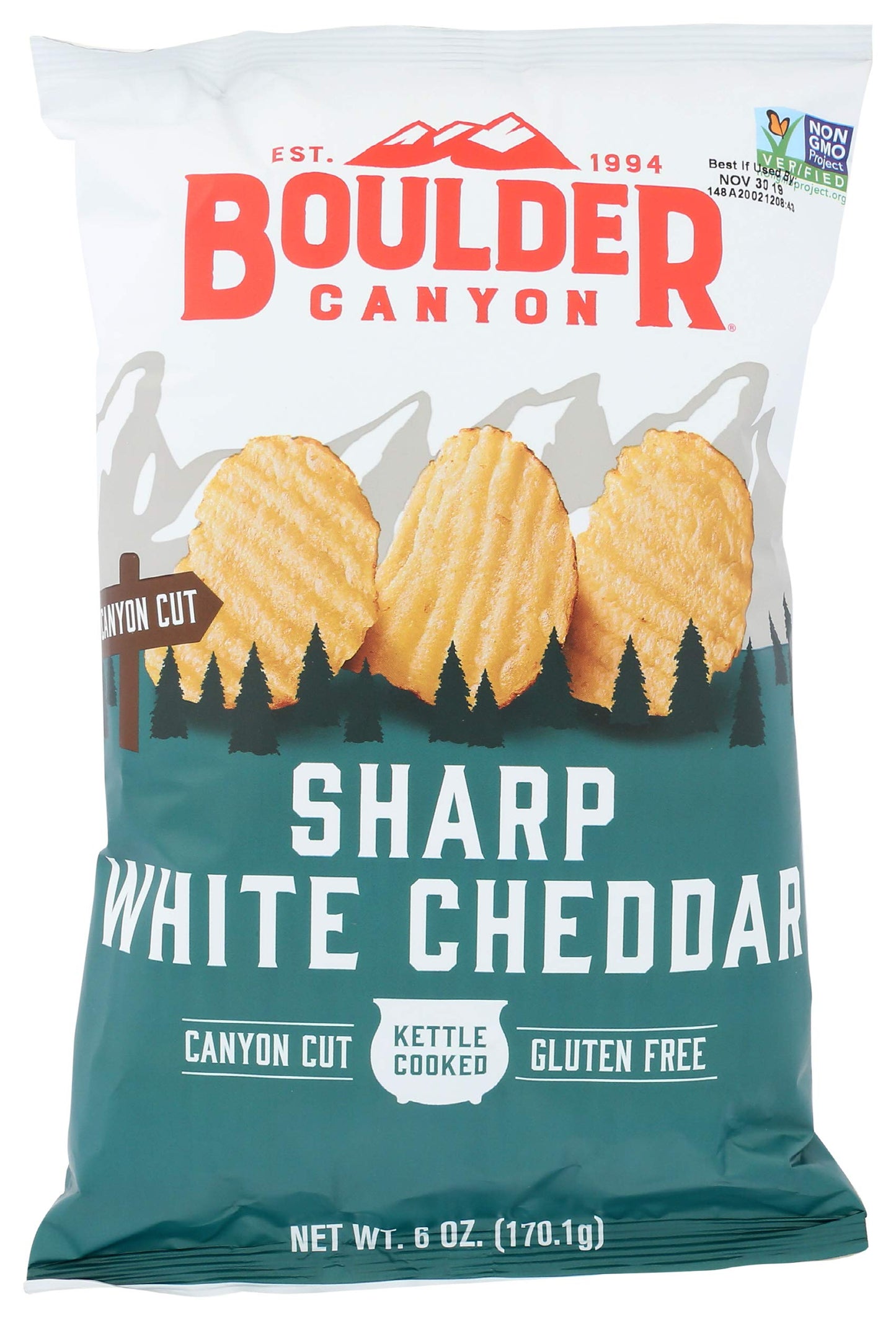 Boulder Canyon Sharp White Cheddar Kettle Chips  6 Oz   (2)
