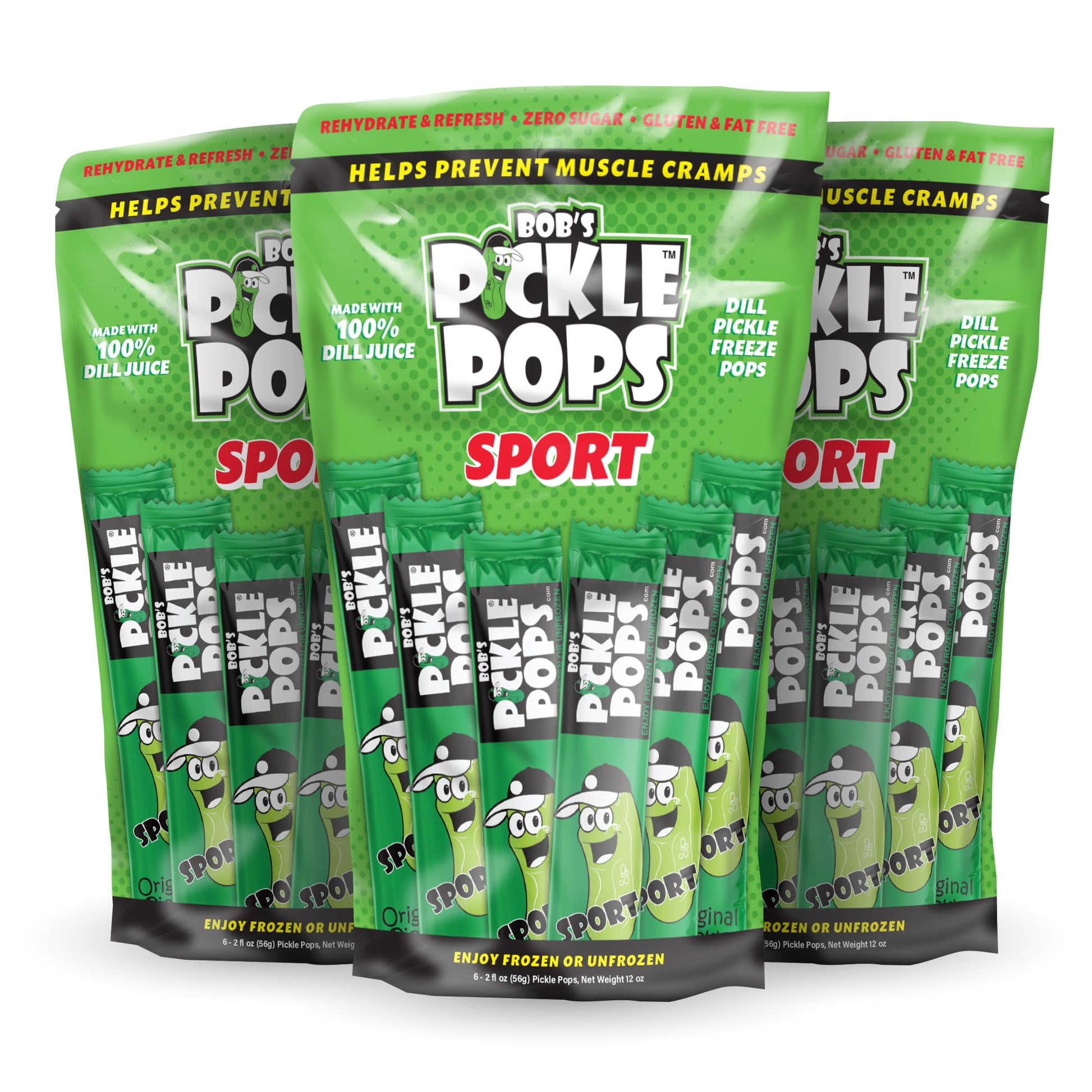 Bob s Pickle Pops - Original Dill Juice Flavor Ice Pops - Pre Workout Freeze Pops - Electrolyte Cramp Relief 18 Pops (Six count