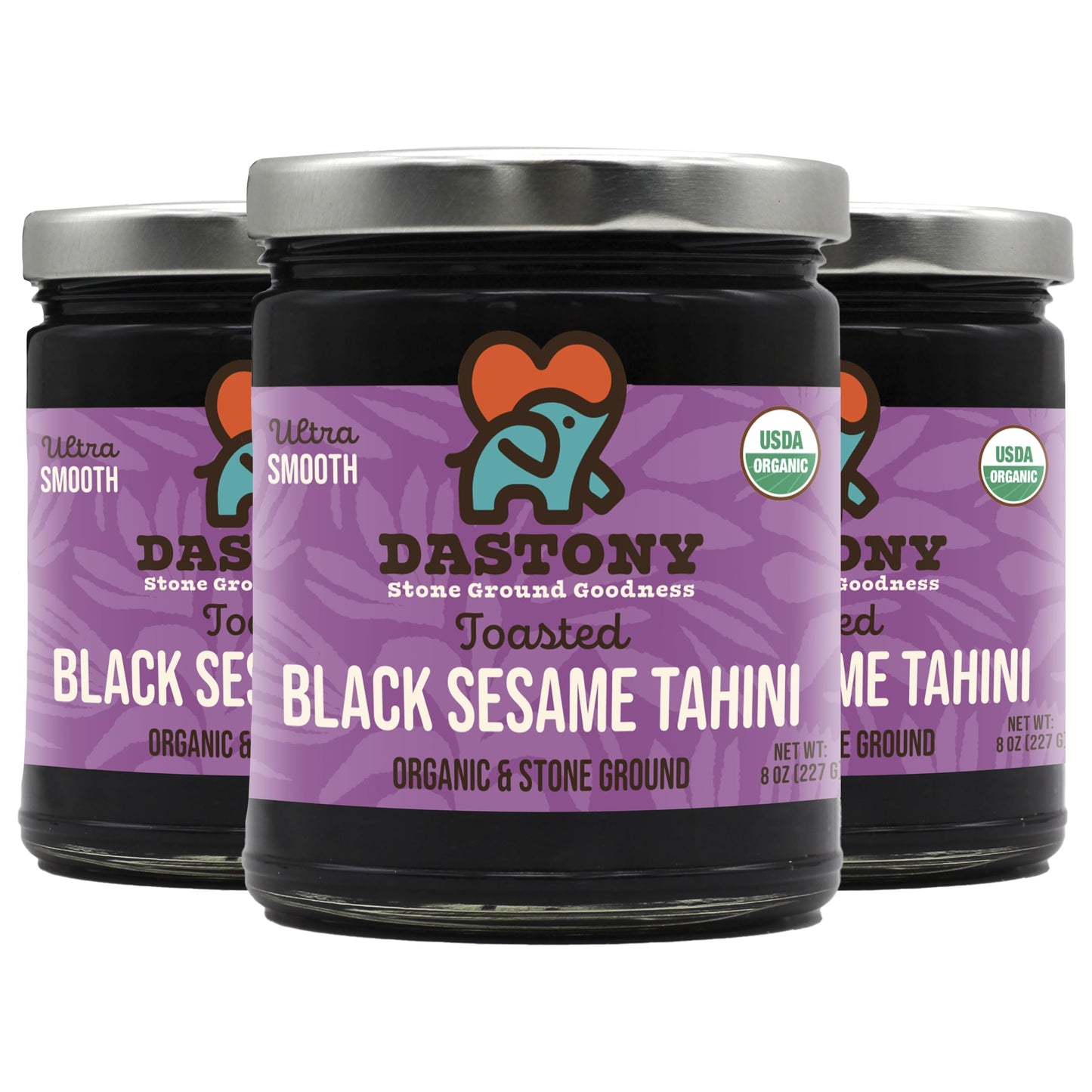 Dastony Organic Raw Black Sesame Butter, Vegan, Non-GMO, Gluten-Free, 8 oz (Pack of 3)
