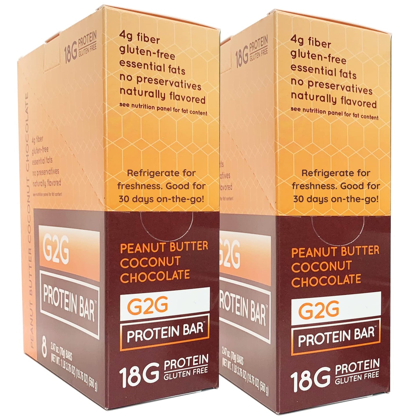G2G Protein Bar, Peanut Butter Coconut Chocolate, Real Food, Refrigerated for Freshness, Whey Protein, Healthy Snack, Delicious 