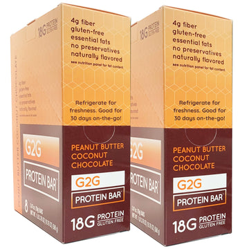 G2G Protein Bar, Peanut Butter Coconut Chocolate, Real Food, Refrigerated for Freshness, Whey Protein, Healthy Snack, Delicious 