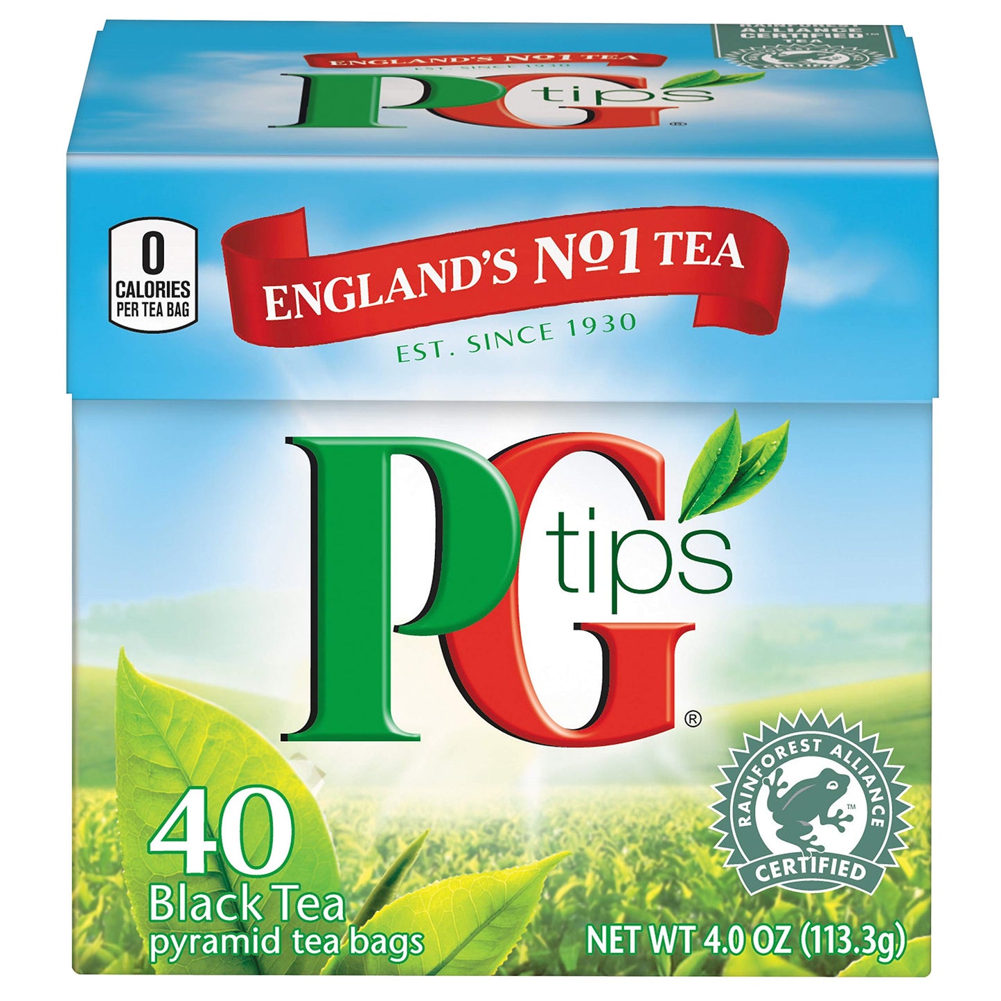 PG Tips Premium Black Tea Bags, Non-Pyramid, 40 Count, Model 8712566865505